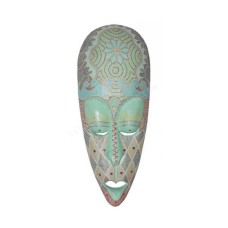 Wood Green Dots Aboriginal Mask 50 cm