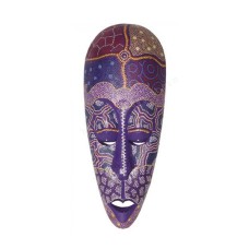 Wood Purple Dots Aboriginal Mask 50 cm