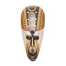 Wood Brown Yellow Aboriginal Mask 50 cm