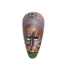 Wood Brown Green Aboriginal Mask 30 cm