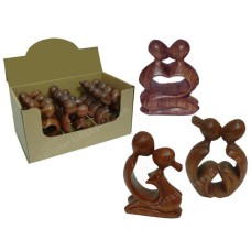 Wood Brown Kissing Couple In Display Box