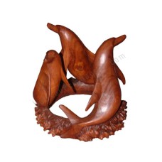 Wood Three Dolphins Table 50 cm