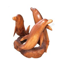 Wood Table Three Dolphins 50 cm