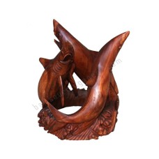 Wood Table Three Sharks Shape 50 cm