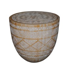 Accent End Table Palm Brown White