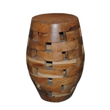 Teak Mosaic Accent End Table Brown