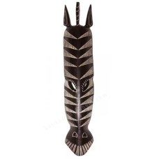 Wood Dark Brown White Zebra Mask 100 cm