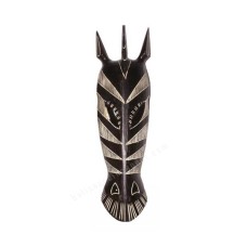 Wood Dark Brown White Zebra Mask 45 cm