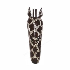 Wood Dark Brown White Giraffe Mask 45 cm