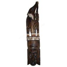 Wood Brown Mask Elephant Motif 100 cm