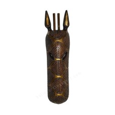 Wood Dark Brown Gold Giraffe Mask 50 cm