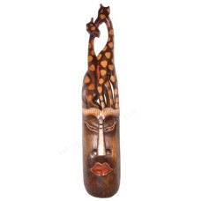 Wood Brown Mask Giraffe Motif 100 cm