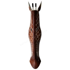 Wood Giraffe Mask Brown White 100 cm