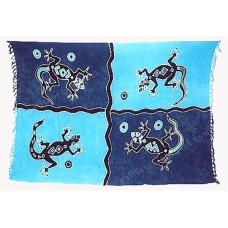 Batik Sarong Painted Turquoise Geckos