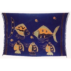 Batik Sarong Painted Blue Big Fish