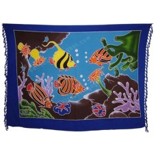 Batik Sarong Painted Blue Sea Life Motif