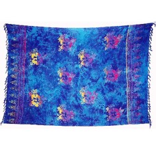 Batik Sarong Blue Yellow Purple Hibiscus