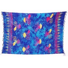 Batik Sarong Blue Yellow Purple Sea Shells