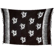 Batik Sarong Black White Hibiscus