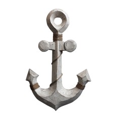 Wood Anchor Nautical White Wash 45 cm