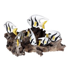 Wood 6 Fish White Black Yellow