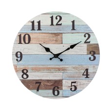 Wood Rustic Blue Round Wall Clock 30 cm