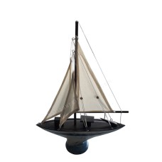 Wood Sailing Boat Blue Wash 40 cm