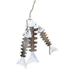 Wood Skeleton Fish Brown White Wash 30 cm