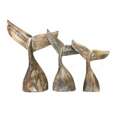 Wood Rustic Whale Tail Set Of 3 