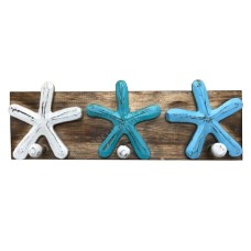 Wood Hanger Starfish White Blue 40 cm