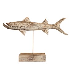 Wood Rustic Barracuda On 40 cm