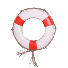 Wood Decorative Buoy White Red 40 cm