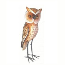 Wood Brown Standing Owl 30 cm