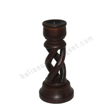 Wood Candle Holder Dark Brown 20 cm