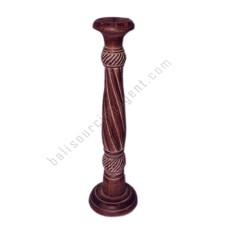 Wood Candle Holder Spiral Brown 60 cm