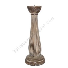 Wood Candle Holder White Wash 45 cm