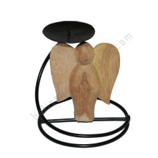 Wood Angel Candle Natural Brown 10 cm