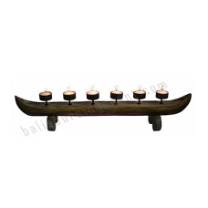 Wood Canoe Six Candle Holders 58 cm