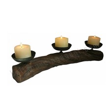 Wood Candle Stick Three Holders 60 cm