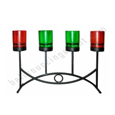 Iron Red Green Candle Four Holders 34 cm