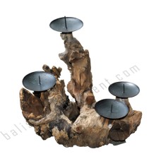 Driftwood Candle Holder Four Bowls 23 cm