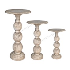 Wood Candle Holder White Finish Set Of 3