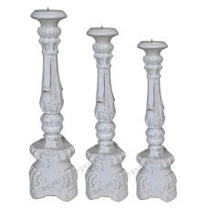 Wood Candle Holder White  Set Of 3