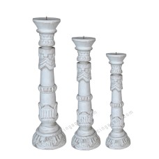 White Wood Candle Holder Set Of 3