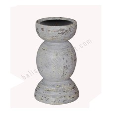 Wood Candle Holder Distressed Grey 20 cm