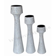 Wood Candle Holder White Set of 3 