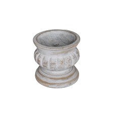 Wood Candle Holder Whitewash Finish 12 cm