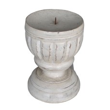 Wood Candle Stick White Washed 20 cm