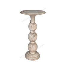 Wood Candle Holder Antique White 60 cm