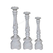 Wood Candle Holder White Set Of 3